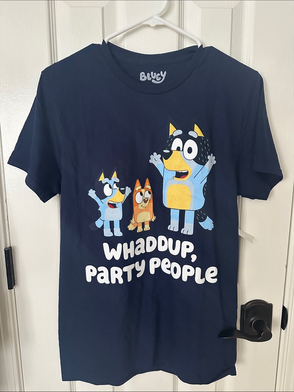 Bluey "Whaddup, Party People" Navy Short Sleeve Tee